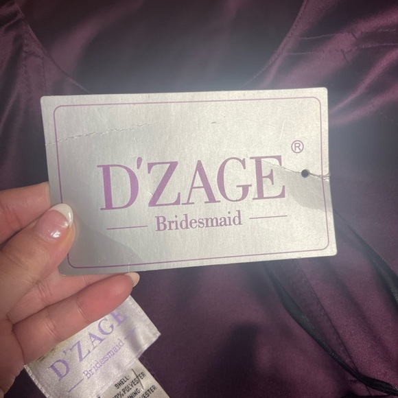 D’Zage Deep Purple Eggplant Satin Bridesmaid Prom Evening Dress Size 12 New! - Picture 6 of 11
